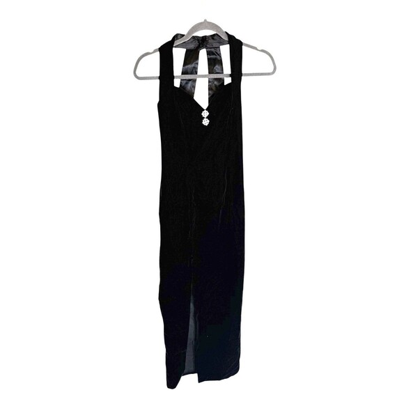 Jessica McClintock Gunne Sax Velvet Embellished Gown Size 3/4 Black - Picture 1 of 5
